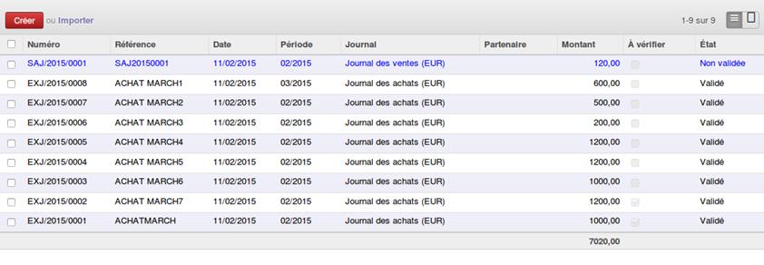 Affichage de la liste des pièces comptables  SYGEOS